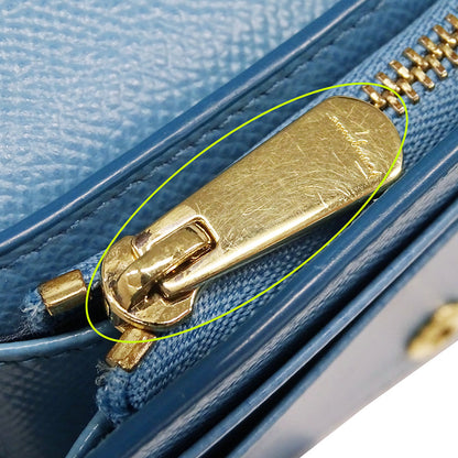 Ferragamo フェラガモ 二つ折り財布 ヴァラリボン ライトブルー レザー レディース 【中古】