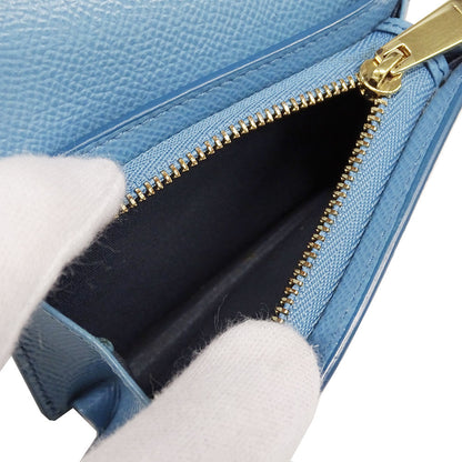Ferragamo フェラガモ 二つ折り財布 ヴァラリボン ライトブルー レザー レディース 【中古】