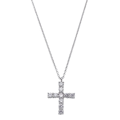 VENDOME ヴァンドーム クロス ネックレス PT900 PT850 ダイヤモンド シルバー レディース 磨き済み 【中古】