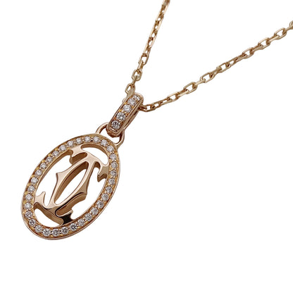 Cartier カルティエ ロゴドゥーブルC ネックレス 750PG ピンクゴールド ダイヤモンド レディース 磨き済み 【中古】
