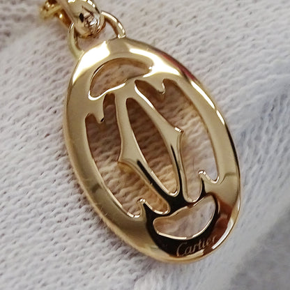 Cartier カルティエ ロゴドゥーブルC ネックレス 750PG ピンクゴールド ダイヤモンド レディース 磨き済み 【中古】