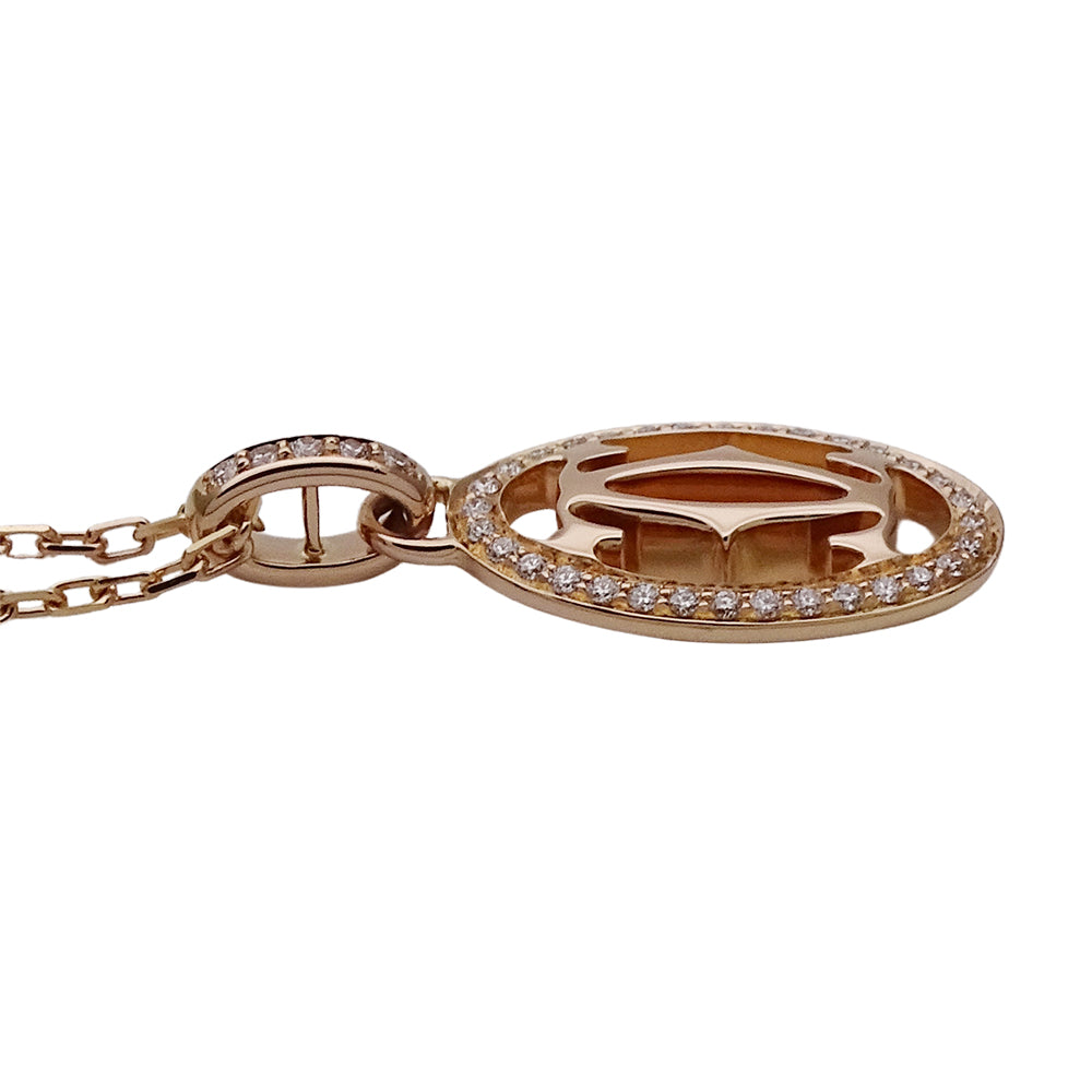 Cartier カルティエ ロゴドゥーブルC ネックレス 750PG ピンクゴールド ダイヤモンド レディース 磨き済み 【中古】