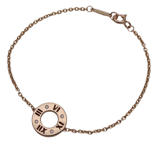 TIFFANY&Co. ティファニー アトラス ピアスド サークル ブレスレット 750PG ピンクゴールド ダイヤモンド レディース 磨き済み 【中古】