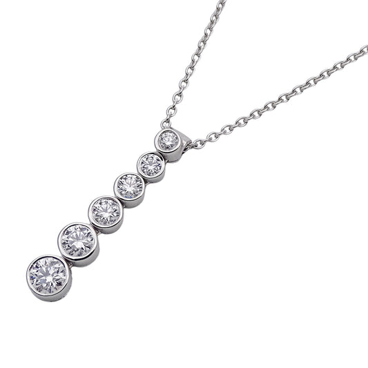 TIFFANY&Co. ティファニー ジャズ グラジュエイテッド ドロップ ネックレス PT950 プラチナ ダイヤモンド シルバー レディース 磨き済み 【中古】