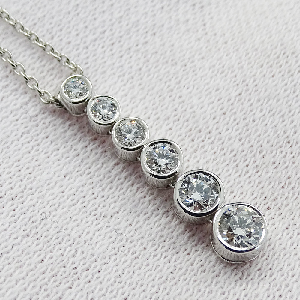 TIFFANY&Co. ティファニー ジャズ グラジュエイテッド ドロップ ネックレス PT950 プラチナ ダイヤモンド シルバー レディース 磨き済み 【中古】