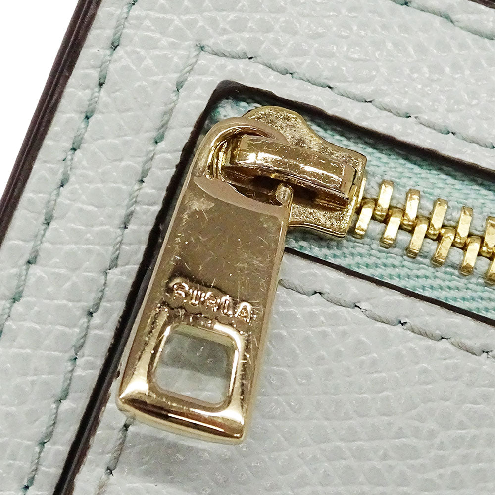 Furla フルラ 二つ折り財布 ミントブルー レザー レディース 【中古】