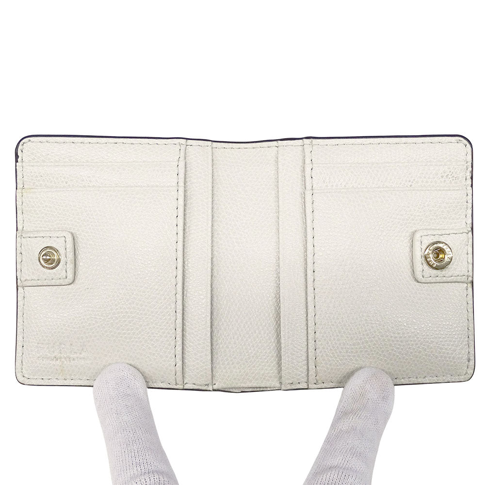 Furla フルラ 二つ折り財布 ミントブルー レザー レディース 【中古】