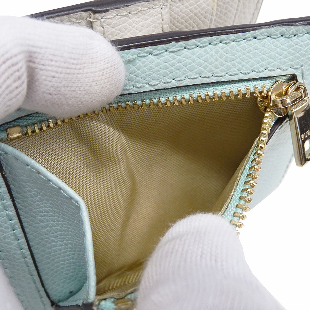 Furla フルラ 二つ折り財布 ミントブルー レザー レディース 【中古】