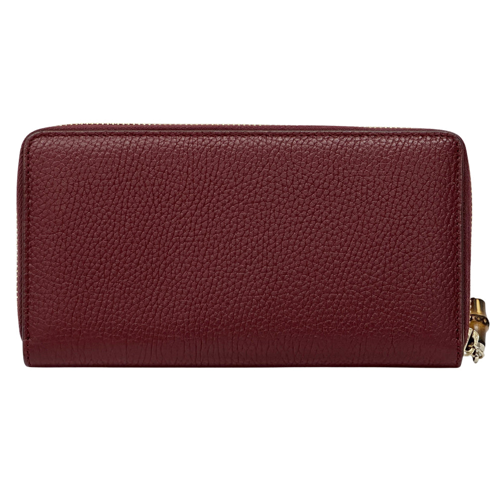 GUCCI グッチ 長財布 GGマーモント バンブー ボルドー レザー レディース 【中古】
