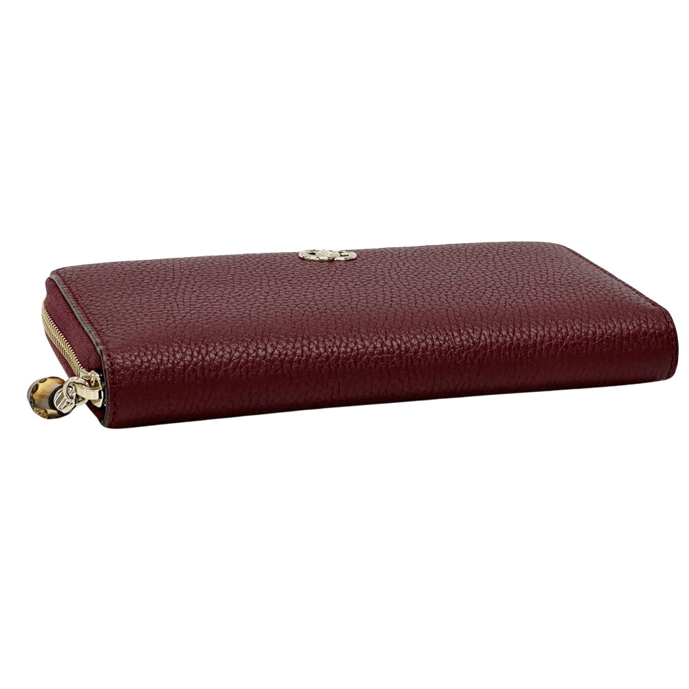GUCCI グッチ 長財布 GGマーモント バンブー ボルドー レザー レディース 【中古】