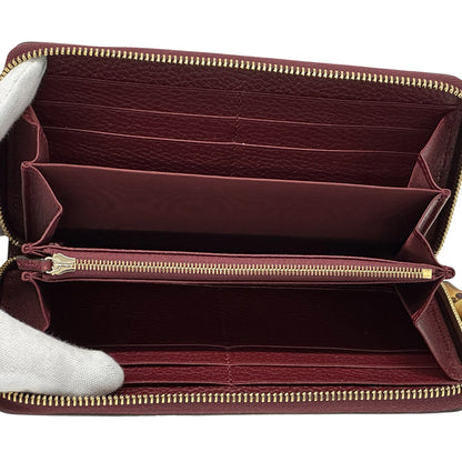 GUCCI グッチ 長財布 GGマーモント バンブー ボルドー レザー レディース 【中古】