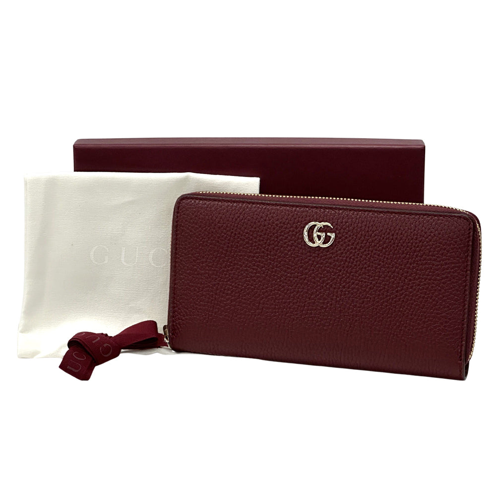 GUCCI グッチ 長財布 GGマーモント バンブー ボルドー レザー レディース 【中古】