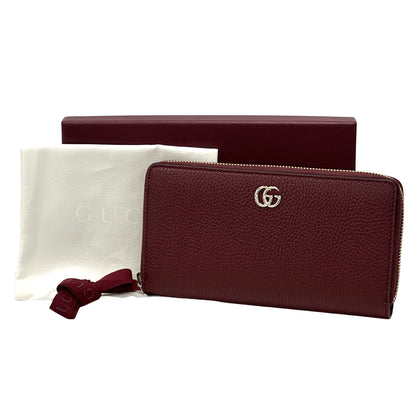 GUCCI グッチ 長財布 GGマーモント バンブー ボルドー レザー レディース 【中古】