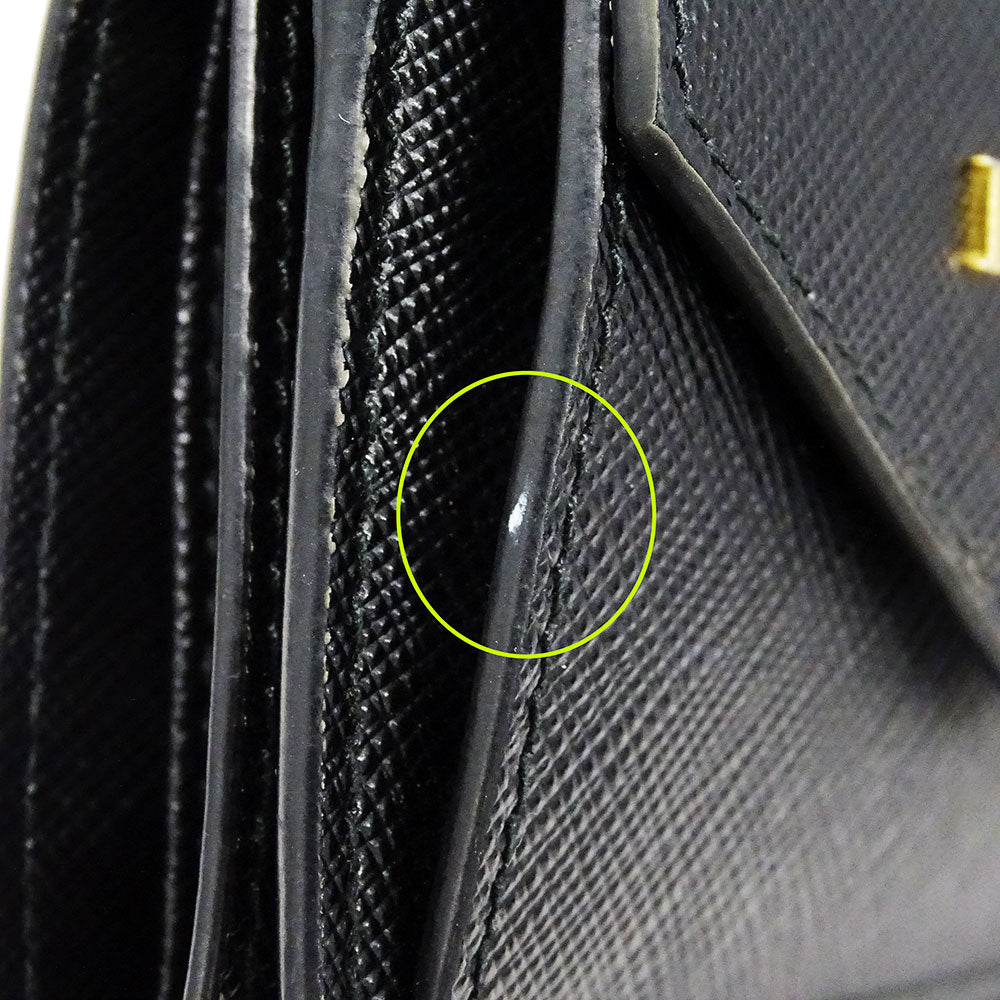 PRADA プラダ 三つ折り財布 ブラック 1MH021 レディース 【中古】