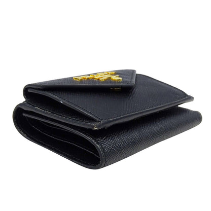 PRADA プラダ 三つ折り財布 ブラック 1MH021 レディース 【中古】