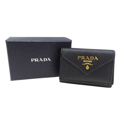 PRADA プラダ 三つ折り財布 ブラック 1MH021 レディース 【中古】
