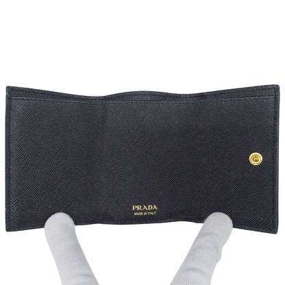 PRADA プラダ 三つ折り財布 ブラック 1MH021 レディース 【中古】