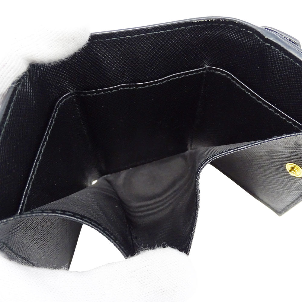 PRADA プラダ 三つ折り財布 ブラック 1MH021 レディース 【中古】