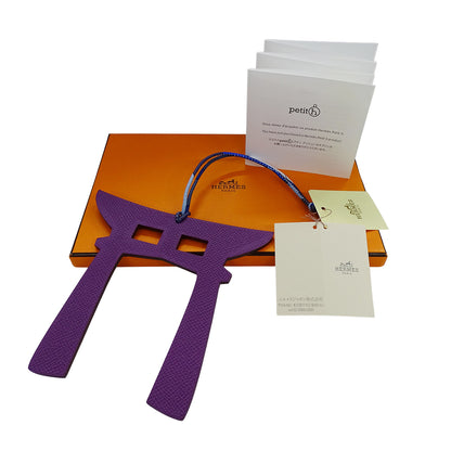HERMES エルメス プティアッシュ 鳥居 チャーム ヴォーエプソン パープル ダークブラウン レディース メンズ 【中古】