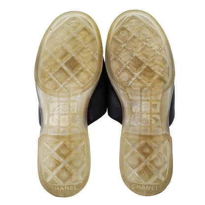 CHANEL シャネル サンダル ブラック シルバー レザー レディース 【中古】