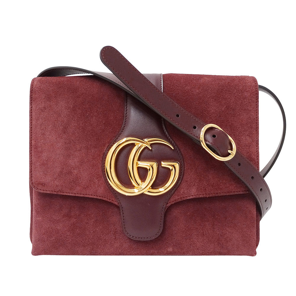 GUCCI グッチ ショルダーバッグ GGマーモント ボルドー 550126 スエード レディース 【中古】