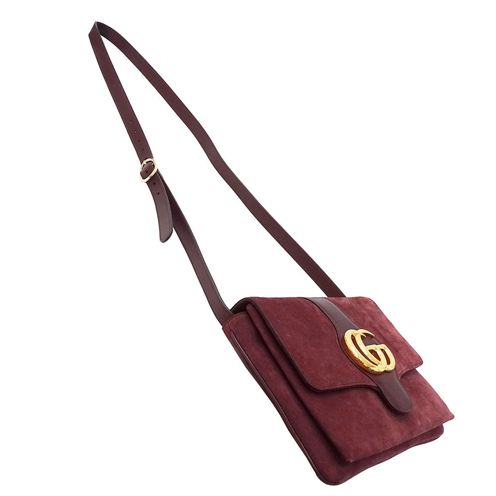 GUCCI グッチ ショルダーバッグ GGマーモント ボルドー 550126 スエード レディース 【中古】