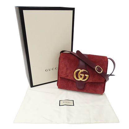 GUCCI グッチ ショルダーバッグ GGマーモント ボルドー 550126 スエード レディース 【中古】