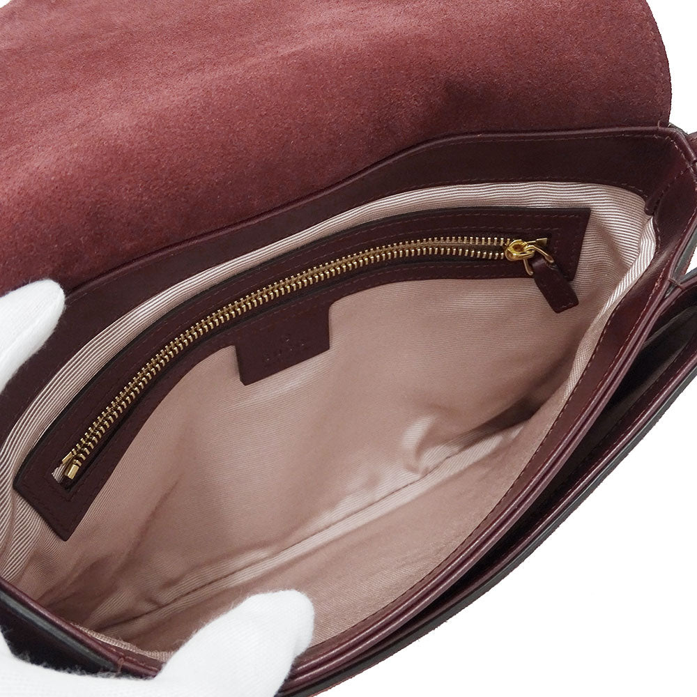 GUCCI グッチ ショルダーバッグ GGマーモント ボルドー 550126 スエード レディース 【中古】