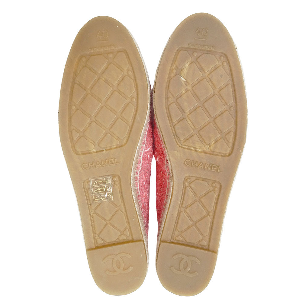 CHANEL シャネル エスパドリーユ その他靴 ピンク ブラック ツイード レディース 【中古】