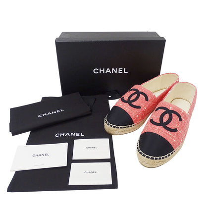 CHANEL シャネル エスパドリーユ その他靴 ピンク ブラック ツイード レディース 【中古】