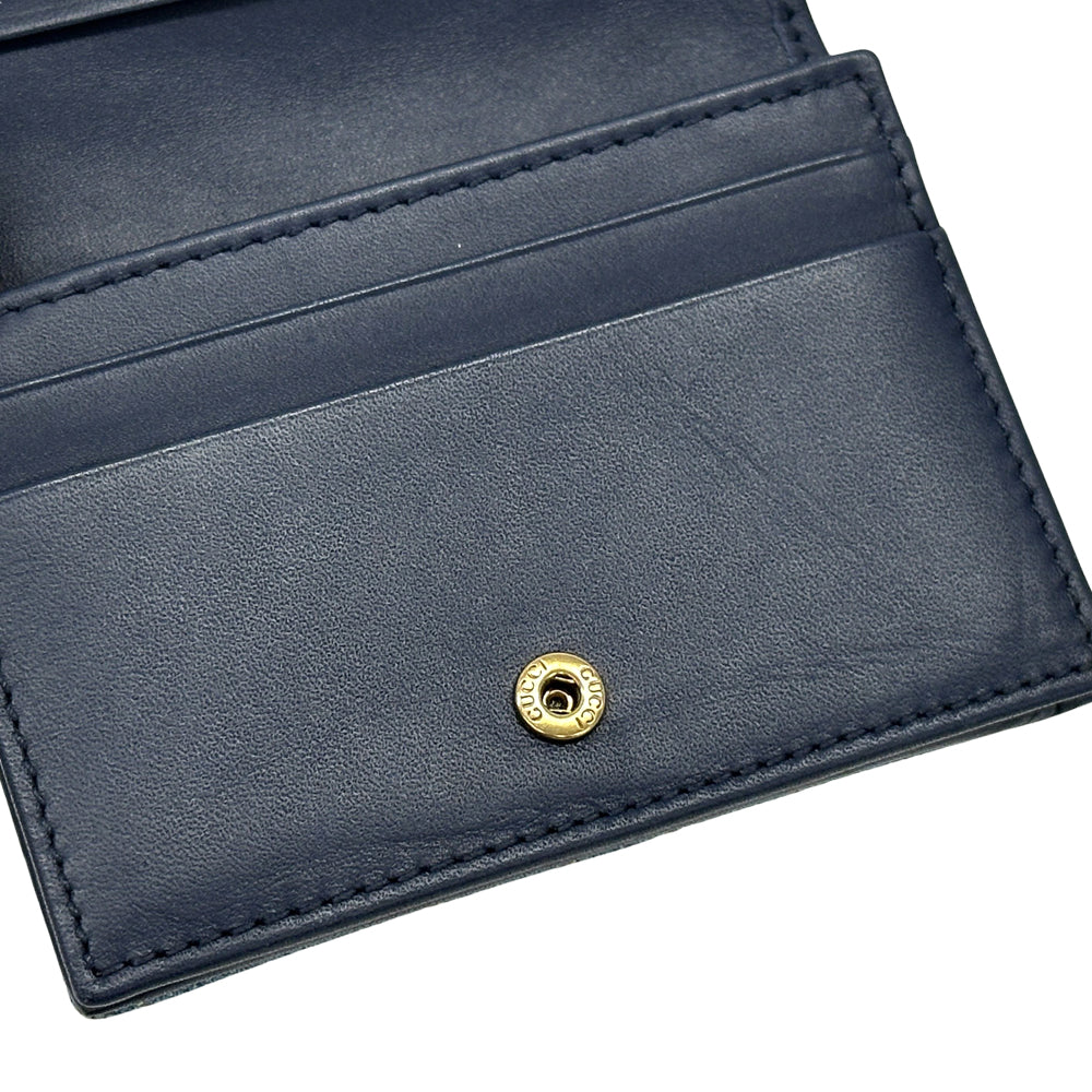 GUCCI グッチ コンパクトウォレット 二つ折り財布 GGマーモント ブルー 466492 デニム レディース 【中古】