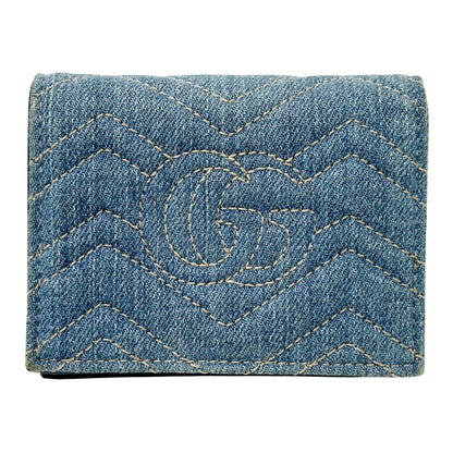 GUCCI グッチ コンパクトウォレット 二つ折り財布 GGマーモント ブルー 466492 デニム レディース 【中古】
