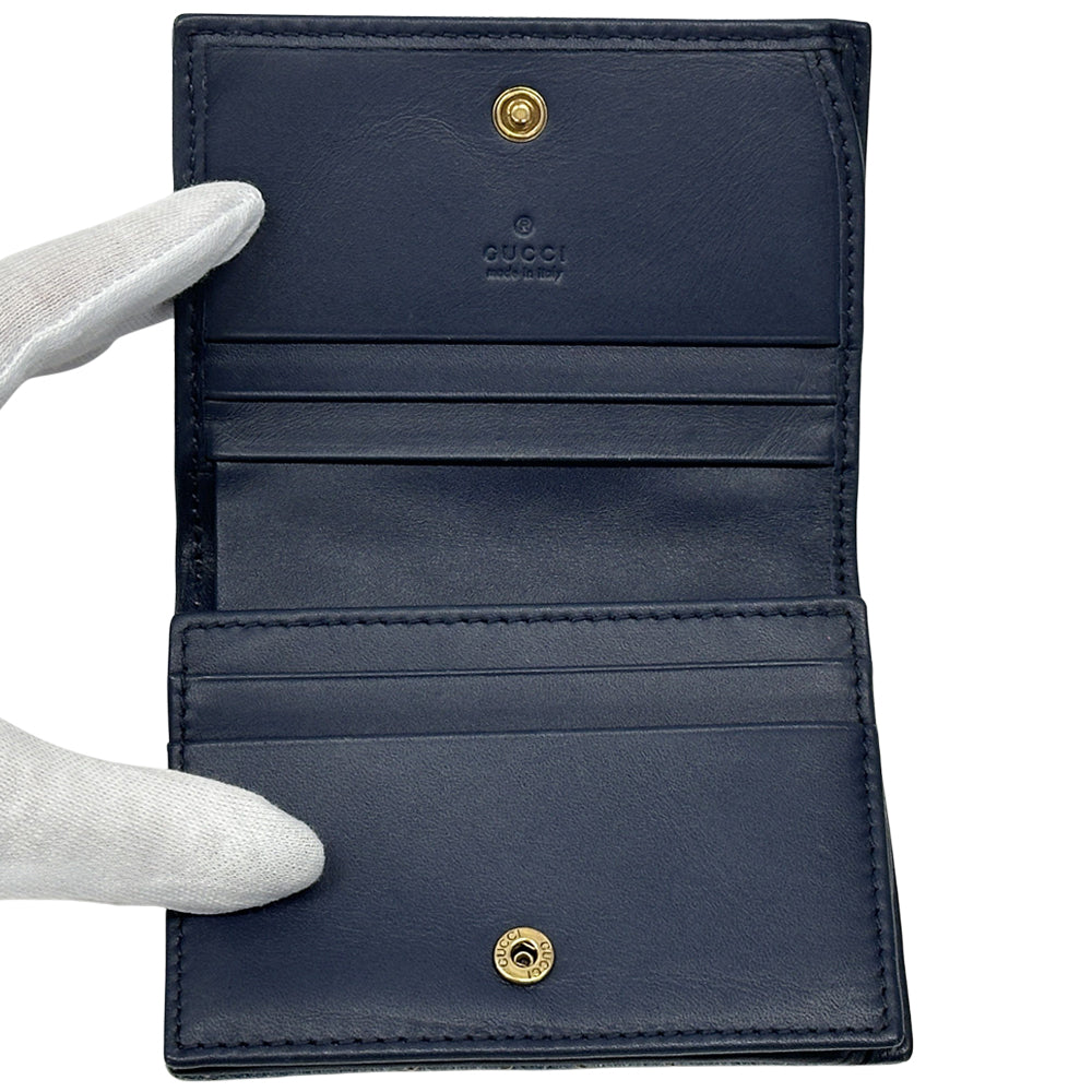 GUCCI グッチ コンパクトウォレット 二つ折り財布 GGマーモント ブルー 466492 デニム レディース 【中古】