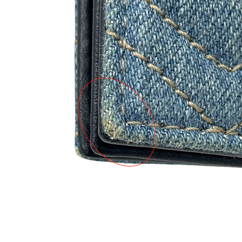 GUCCI グッチ コンパクトウォレット 二つ折り財布 GGマーモント ブルー 466492 デニム レディース 【中古】