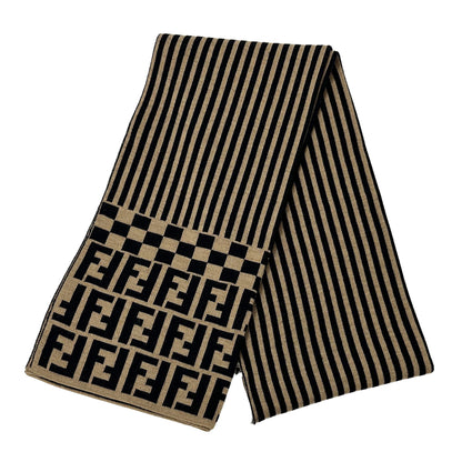 FENDI フェンディ マフラー・ストール ズッカ ブラウン ブラック ウール レディース メンズ 【中古】