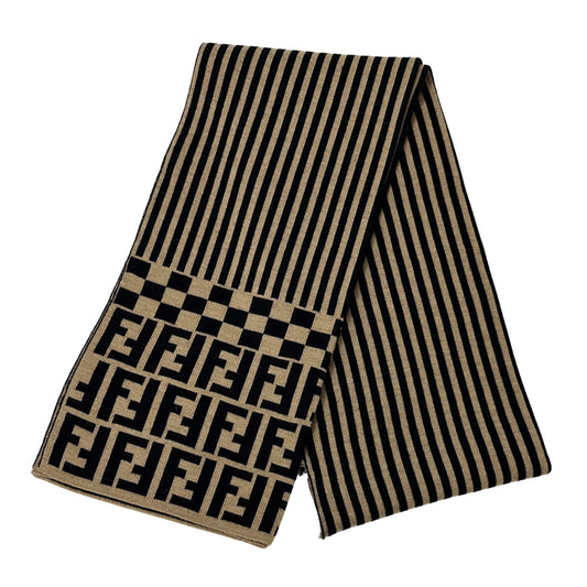 FENDI フェンディ マフラー・ストール ズッカ ブラウン ブラック ウール レディース メンズ 【中古】