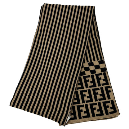 FENDI フェンディ マフラー・ストール ズッカ ブラウン ブラック ウール レディース メンズ 【中古】