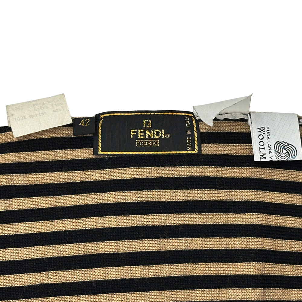 FENDI フェンディ マフラー・ストール ズッカ ブラウン ブラック ウール レディース メンズ 【中古】