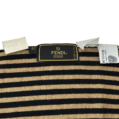 FENDI フェンディ マフラー・ストール ズッカ ブラウン ブラック ウール レディース メンズ 【中古】