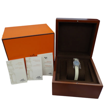 HERMES エルメス クリッパー ナクレ CL4.230 レディース 腕時計 クオーツ QZ ステンレス SS ダイヤモンド レザー 磨き済み 【中古】