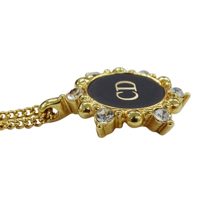 Dior ディオール ネックレス ラインストーン ゴールド ブラック レディース 【中古】