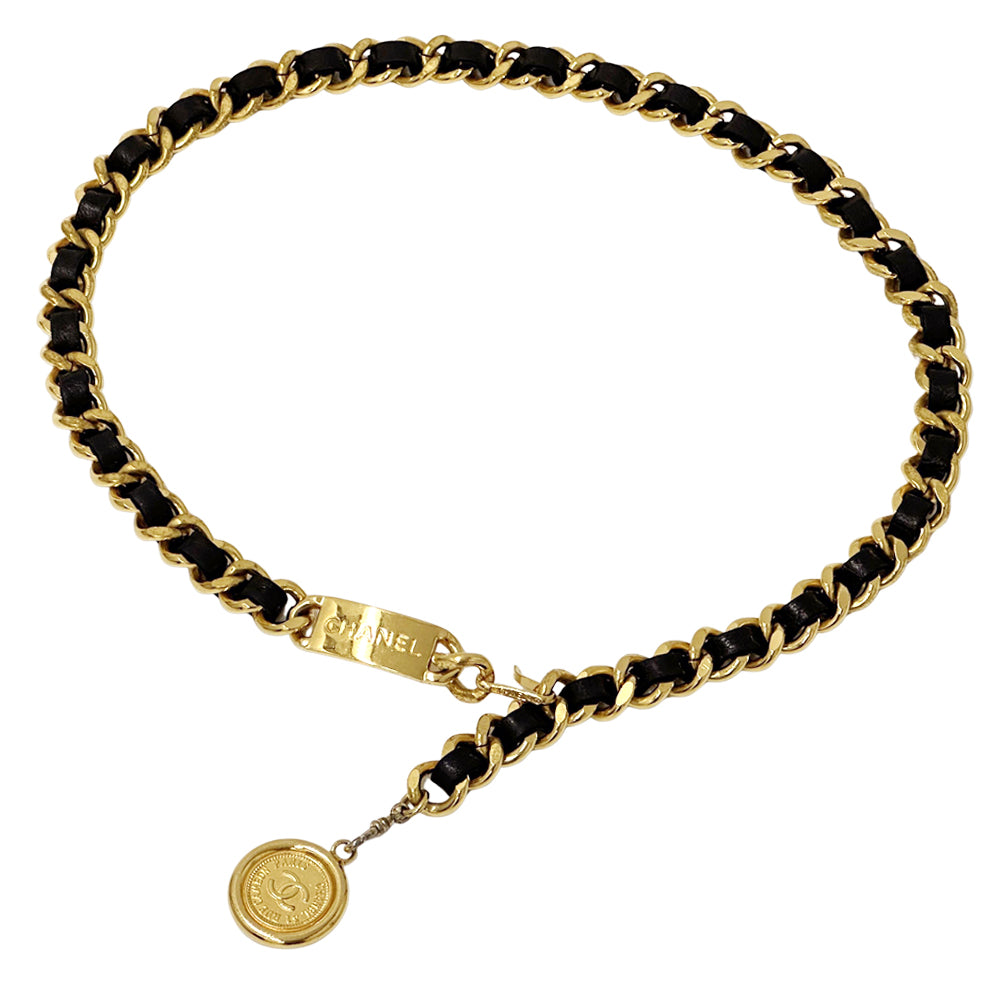 CHANEL シャネル チェーンベルト ベルト カンボン ゴールド ブラック GP レディース 【中古】