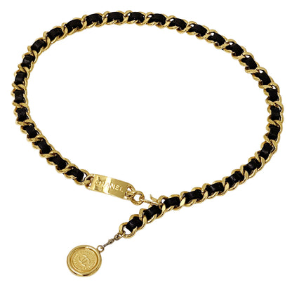 CHANEL シャネル チェーンベルト ベルト カンボン ゴールド ブラック GP レディース 【中古】