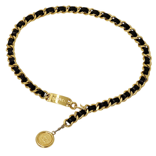 CHANEL シャネル チェーンベルト ベルト カンボン ゴールド ブラック GP レディース 【中古】