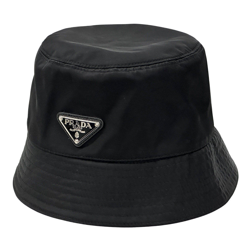 PRADA プラダ バケットハット ハット ブラック ナイロン レディース メンズ 【中古】