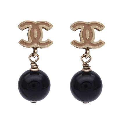 CHANEL シャネル ピアス ココマーク メタル ゴールド ブラック レディース 【中古】