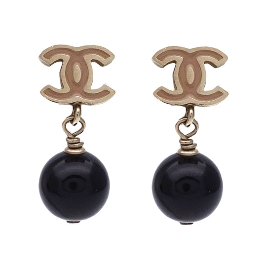 CHANEL シャネル ピアス ココマーク メタル ゴールド ブラック レディース 【中古】
