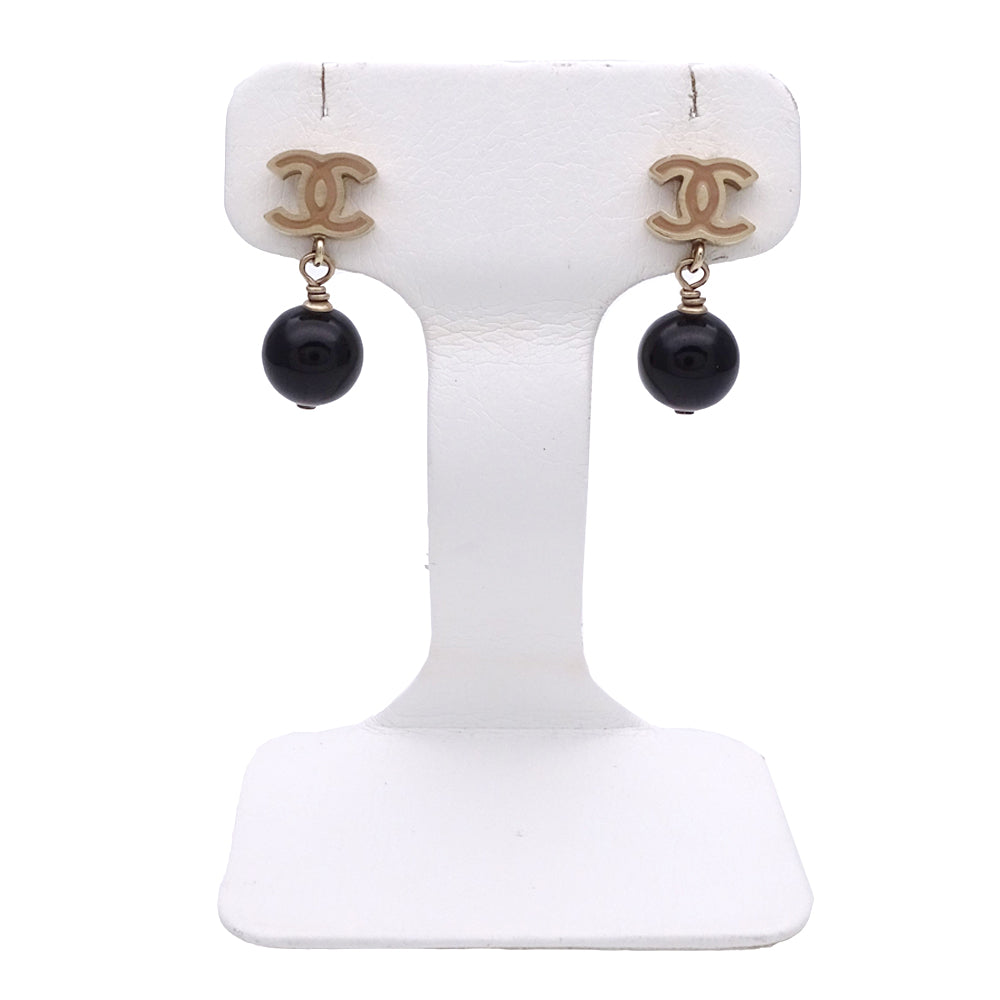 CHANEL シャネル ピアス ココマーク メタル ゴールド ブラック レディース 【中古】