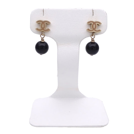 CHANEL シャネル ピアス ココマーク メタル ゴールド ブラック レディース 【中古】