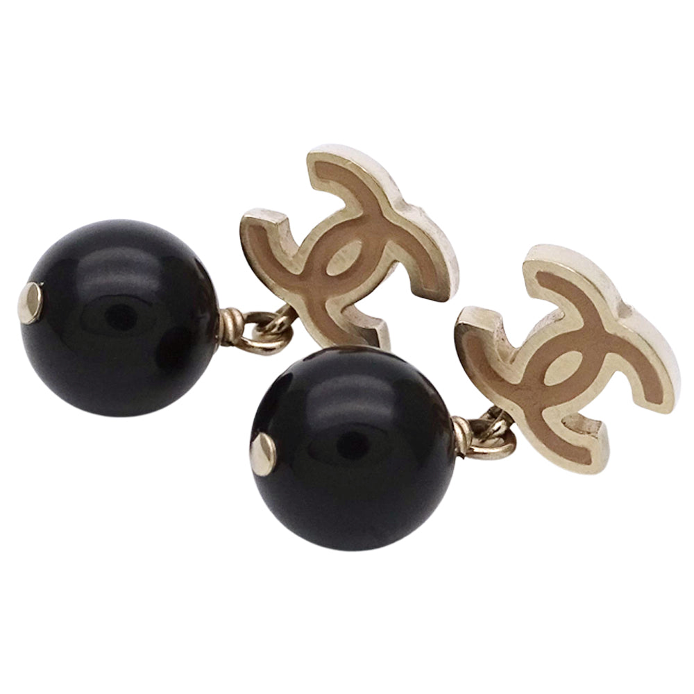 CHANEL シャネル ピアス ココマーク メタル ゴールド ブラック レディース 【中古】